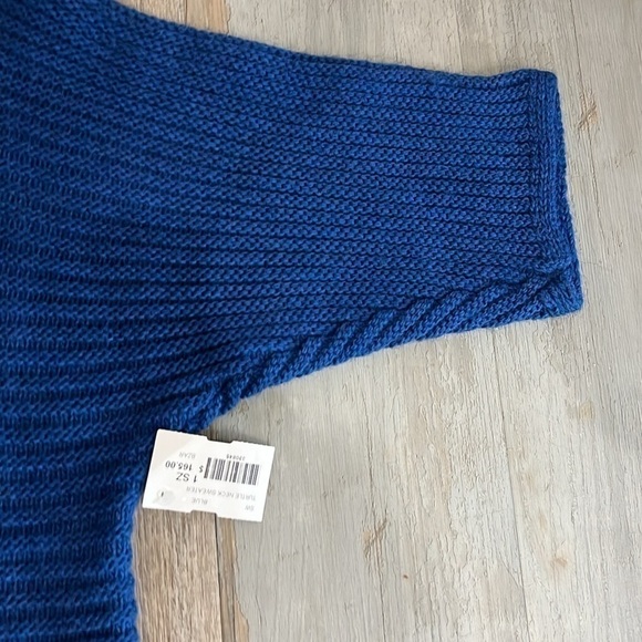 Brand Bazar Blue Turtle Neck Sweater Wool Alpaca Blend 3/4 Sleeve Size ONE SIZE - Picture 7 of 10